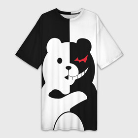 Платье-футболка 3D с принтом MONOKUMA   МОНОКУМА в Белгороде,  |  | anime | bear | black  white | minomi | monokuma | pink | rabbit | school | аниме | главарь | миноми | монокума | черно белый | школа