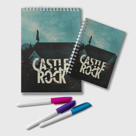 Блокнот с принтом Castle Rock в Белгороде, 100% бумага | 48 листов, плотность листов — 60 г/м2, плотность картонной обложки — 250 г/м2. Листы скреплены удобной пружинной спиралью. Цвет линий — светло-серый
 | Тематика изображения на принте: castle rock | hulu | билл скарсгард | дж.дж. абрамс | касл рок | кубик в кубе | стивен кинг | шоушенк