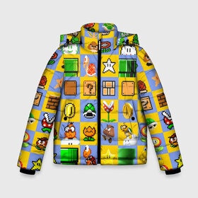 Зимняя куртка для мальчиков 3D с принтом Super Mario Pop art в Белгороде, ткань верха — 100% полиэстер; подклад — 100% полиэстер, утеплитель — 100% полиэстер | длина ниже бедра, удлиненная спинка, воротник стойка и отстегивающийся капюшон. Есть боковые карманы с листочкой на кнопках, утяжки по низу изделия и внутренний карман на молнии. 

Предусмотрены светоотражающий принт на спинке, радужный светоотражающий элемент на пуллере молнии и на резинке для утяжки | Тематика изображения на принте: bros | donkey kong | mario | super | игра | марио | офф | спин | супер | тоад