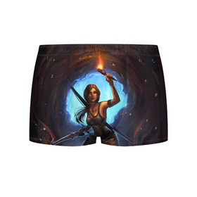 Мужские трусы 3D с принтом Tomb Raider в Белгороде, 50% хлопок, 50% полиэстер | классическая посадка, на поясе мягкая тканевая резинка | Тематика изображения на принте: 