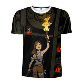 Мужская футболка 3D спортивная с принтом Tomb Raider в Белгороде, 100% полиэстер с улучшенными характеристиками | приталенный силуэт, круглая горловина, широкие плечи, сужается к линии бедра | 