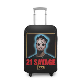 Чехол для чемодана 3D с принтом 21 Savage в Белгороде, 86% полиэфир, 14% спандекс | двустороннее нанесение принта, прорези для ручек и колес | 21 savage | boomin | issa | metro | mode | numb | rap | trap | бешеный | сэведж | твени ван севедж | твенти