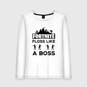 Женский лонгслив хлопок с принтом Floss like a boss в Белгороде, 100% хлопок |  | dance | floss like a boss | fortnite | swag | thebackpackkid | танец