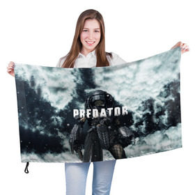 Флаг 3D с принтом Фильм  Хищник  в Белгороде, 100% полиэстер | плотность ткани — 95 г/м2, размер — 67 х 109 см. Принт наносится с одной стороны | predator | хищник | шейн блэк