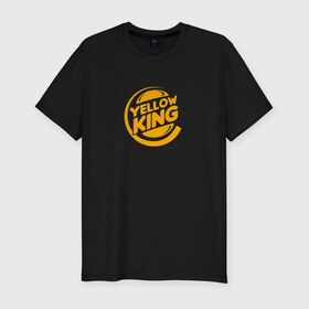 Мужская футболка премиум с принтом Желтый Король в Белгороде, 92% хлопок, 8% лайкра | приталенный силуэт, круглый вырез ворота, длина до линии бедра, короткий рукав | yellow king | анти бренд | желтый король | логотип | настоящий детектив