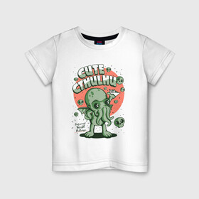 Детская футболка хлопок с принтом Ктулху в Белгороде, 100% хлопок | круглый вырез горловины, полуприлегающий силуэт, длина до линии бедер | cthulhu | cthulhu fhtagn | lovecraft | ктулху | лавкрафт