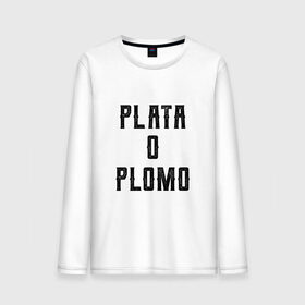Мужской лонгслив хлопок с принтом Plata o Plomo в Белгороде, 100% хлопок |  | escobar | loving pablo | эскобар