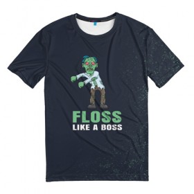 Мужская футболка 3D с принтом Floss like a boss в Белгороде, 100% полиэфир | прямой крой, круглый вырез горловины, длина до линии бедер | 