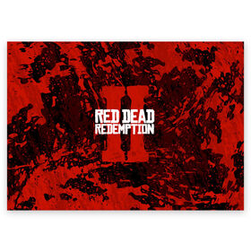 Поздравительная открытка с принтом RED DEAD REDEMPTION 2 в Белгороде, 100% бумага | плотность бумаги 280 г/м2, матовая, на обратной стороне линовка и место для марки
 | gamer | gun | logo | play | player | rdr2 | red dead redemption 2 | rockstar | western | вестерн | ковбои | компьютерные игры 2019 | криминал | лого | рокстар