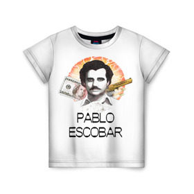 Детская футболка 3D с принтом Pablo Escobar в Белгороде, 100% гипоаллергенный полиэфир | прямой крой, круглый вырез горловины, длина до линии бедер, чуть спущенное плечо, ткань немного тянется | escobar | loving pablo | эскобар