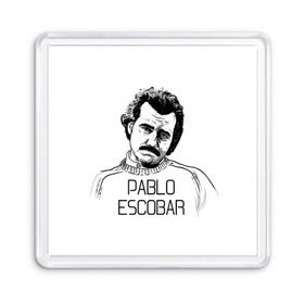 Магнит 55*55 с принтом Pablo Escobar в Белгороде, Пластик | Размер: 65*65 мм; Размер печати: 55*55 мм | escobar | loving pablo | эскобар
