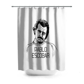 Штора 3D для ванной с принтом Pablo Escobar в Белгороде, 100% полиэстер | плотность материала — 100 г/м2. Стандартный размер — 146 см х 180 см. По верхнему краю — пластиковые люверсы для креплений. В комплекте 10 пластиковых колец | escobar | loving pablo | эскобар