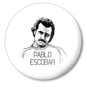 Значок с принтом Pablo Escobar в Белгороде,  металл | круглая форма, металлическая застежка в виде булавки | escobar | loving pablo | эскобар