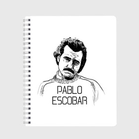 Тетрадь с принтом Pablo Escobar в Белгороде, 100% бумага | 48 листов, плотность листов — 60 г/м2, плотность картонной обложки — 250 г/м2. Листы скреплены сбоку удобной пружинной спиралью. Уголки страниц и обложки скругленные. Цвет линий — светло-серый
 | escobar | loving pablo | эскобар