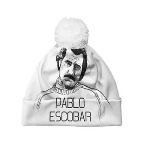 Шапка 3D c помпоном с принтом Pablo Escobar в Белгороде, 100% полиэстер | универсальный размер, печать по всей поверхности изделия | escobar | loving pablo | эскобар