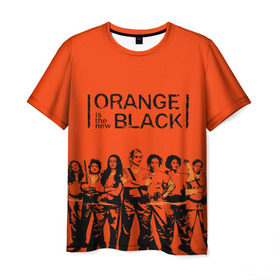 Мужская футболка 3D с принтом ORANGE IS THE NEW BLACK в Белгороде, 100% полиэфир | прямой крой, круглый вырез горловины, длина до линии бедер | orange is the new black | оранжевый  хит сезона