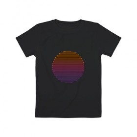Детская футболка хлопок с принтом Линейное солнце в Белгороде, 100% хлопок | круглый вырез горловины, полуприлегающий силуэт, длина до линии бедер | восход | геометрия | закат | линейное солнце | линии | минимализм | солнце