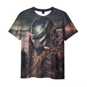 Мужская футболка 3D с принтом Хищник | Predator в Белгороде, 100% полиэфир | прямой крой, круглый вырез горловины, длина до линии бедер | predator | хищник | шейн блэк