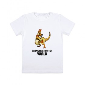 Детская футболка хлопок с принтом Monster Hunter: World в Белгороде, 100% хлопок | круглый вырез горловины, полуприлегающий силуэт, длина до линии бедер | Тематика изображения на принте: monster hunter: world