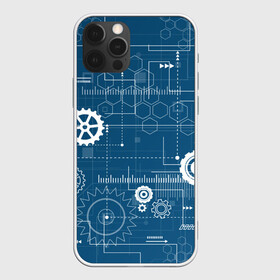 Чехол для iPhone 12 Pro с принтом Механика в Белгороде, силикон | область печати: задняя сторона чехла, без боковых панелей | детали | механизм | механик | схема | чертеж | шестеренки