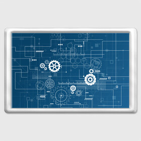 Магнит 45*70 с принтом Механика в Белгороде, Пластик | Размер: 78*52 мм; Размер печати: 70*45 | Тематика изображения на принте: детали | механизм | механик | схема | чертеж | шестеренки