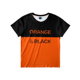 Детская футболка 3D с принтом Orange Is the New Black в Белгороде, 100% гипоаллергенный полиэфир | прямой крой, круглый вырез горловины, длина до линии бедер, чуть спущенное плечо, ткань немного тянется | Тематика изображения на принте: orange is the new black | оранжевый  хит сезона