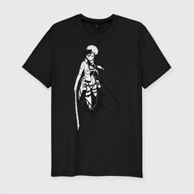 Мужская футболка премиум с принтом Mikasa Ackerman в Белгороде, 92% хлопок, 8% лайкра | приталенный силуэт, круглый вырез ворота, длина до линии бедра, короткий рукав | mikasa | микаса