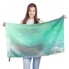 Флаг 3D с принтом Облако в Белгороде, 100% полиэстер | плотность ткани — 95 г/м2, размер — 67 х 109 см. Принт наносится с одной стороны | абстракт | вектор | звезды | зеленый | красиво | небо | облако | синий | узор