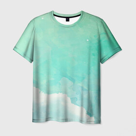 Мужская футболка 3D с принтом Облако в Белгороде, 100% полиэфир | прямой крой, круглый вырез горловины, длина до линии бедер | Тематика изображения на принте: абстракт | вектор | звезды | зеленый | красиво | небо | облако | синий | узор