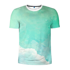 Мужская футболка 3D спортивная с принтом Облако в Белгороде, 100% полиэстер с улучшенными характеристиками | приталенный силуэт, круглая горловина, широкие плечи, сужается к линии бедра | абстракт | вектор | звезды | зеленый | красиво | небо | облако | синий | узор