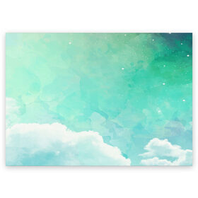 Поздравительная открытка с принтом Облако в Белгороде, 100% бумага | плотность бумаги 280 г/м2, матовая, на обратной стороне линовка и место для марки
 | Тематика изображения на принте: абстракт | вектор | звезды | зеленый | красиво | небо | облако | синий | узор