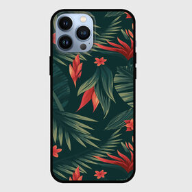 Чехол для iPhone 13 Pro Max с принтом Тропики в Белгороде,  |  | Тематика изображения на принте: вектор | джунгли | дизайн | зеленый | красиво | красный | лес | лето | папоротник | тропики | тропические листья