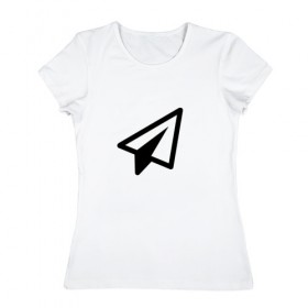 Женская футболка хлопок с принтом Самолетик в Белгороде, 100% хлопок | прямой крой, круглый вырез горловины, длина до линии бедер, слегка спущенное плечо | геометрия | иконка | минимализм | самолетик | сообщение | треугольники | ярлык