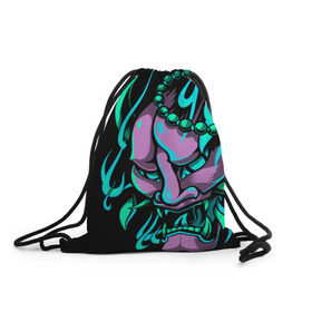 Рюкзак-мешок 3D с принтом Демон Они в Белгороде, 100% полиэстер | плотность ткани — 200 г/м2, размер — 35 х 45 см; лямки — толстые шнурки, застежка на шнуровке, без карманов и подкладки | demon | demons | japan | manga | oni | китай | манга | мифология