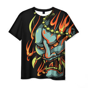 Мужская футболка 3D с принтом Демон Они в Белгороде, 100% полиэфир | прямой крой, круглый вырез горловины, длина до линии бедер | demon | demons | japan | manga | oni | китай | манга | мифология