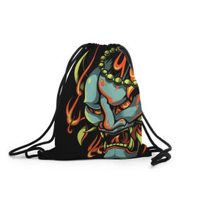 Рюкзак-мешок 3D с принтом Демон Они в Белгороде, 100% полиэстер | плотность ткани — 200 г/м2, размер — 35 х 45 см; лямки — толстые шнурки, застежка на шнуровке, без карманов и подкладки | demon | demons | japan | manga | oni | китай | манга | мифология