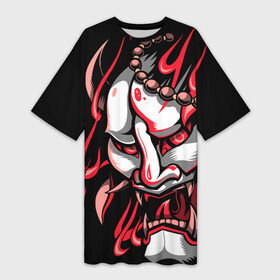 Платье-футболка 3D с принтом Демон Они в Белгороде,  |  | demon | demons | japan | manga | oni | китай | манга | мифология