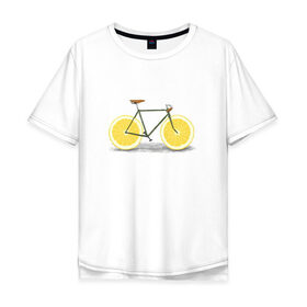 Мужская футболка хлопок Oversize с принтом Велосипед в Белгороде, 100% хлопок | свободный крой, круглый ворот, “спинка” длиннее передней части | bike | вело | велосипед | лимон
