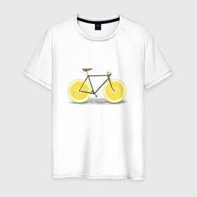 Мужская футболка хлопок с принтом Велосипед в Белгороде, 100% хлопок | прямой крой, круглый вырез горловины, длина до линии бедер, слегка спущенное плечо. | bike | вело | велосипед | лимон