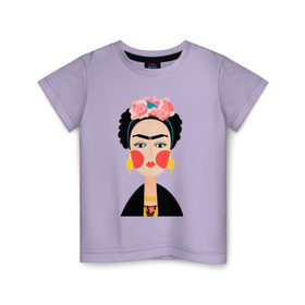 Детская футболка хлопок с принтом Фрида Кало в Белгороде, 100% хлопок | круглый вырез горловины, полуприлегающий силуэт, длина до линии бедер | Тематика изображения на принте: frida kahlo de rivera | фрида кало