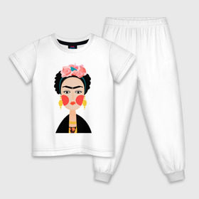 Детская пижама хлопок с принтом Фрида Кало в Белгороде, 100% хлопок |  брюки и футболка прямого кроя, без карманов, на брюках мягкая резинка на поясе и по низу штанин
 | Тематика изображения на принте: frida kahlo de rivera | фрида кало