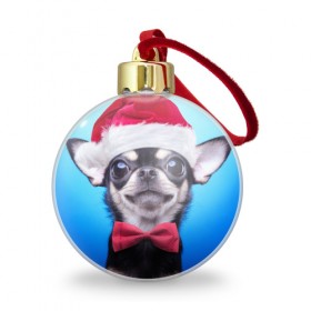 Ёлочный шар с принтом рождество в Белгороде, Пластик | Диаметр: 77 мм | dog | happy new year | бантик | взгляд | глаза | новый год | пинчер | праздник | санта клаус | собака | той терьер