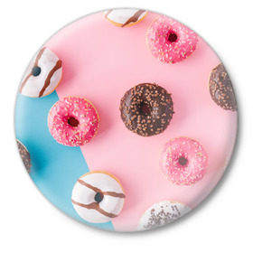 Значок с принтом пончики в Белгороде,  металл | круглая форма, металлическая застежка в виде булавки | candy | еда | конфеты | пончики | сладости