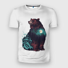 Мужская футболка 3D спортивная с принтом Дух природы в Белгороде, 100% полиэстер с улучшенными характеристиками | приталенный силуэт, круглая горловина, широкие плечи, сужается к линии бедра | bear | pooh | win dooh | winnie | винни | дикий | зверь | медведь | пух | символ