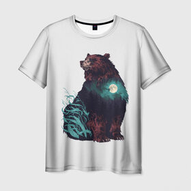 Мужская футболка 3D с принтом Дух природы в Белгороде, 100% полиэфир | прямой крой, круглый вырез горловины, длина до линии бедер | bear | pooh | win dooh | winnie | винни | дикий | зверь | медведь | пух | символ
