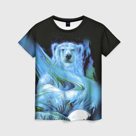 Женская футболка 3D с принтом Мишка на Севере в Белгороде, 100% полиэфир ( синтетическое хлопкоподобное полотно) | прямой крой, круглый вырез горловины, длина до линии бедер | bear | pooh | win dooh | winnie | арктика | винни | дикий | зверь | медведь | пух | север | символ | снег