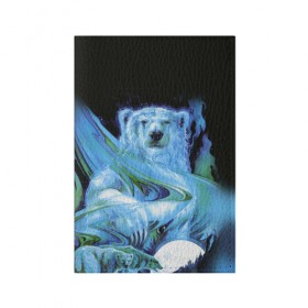 Обложка для паспорта матовая кожа с принтом Мишка на Севере в Белгороде, натуральная матовая кожа | размер 19,3 х 13,7 см; прозрачные пластиковые крепления | bear | pooh | win dooh | winnie | арктика | винни | дикий | зверь | медведь | пух | север | символ | снег