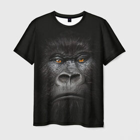Мужская футболка 3D с принтом Горилла 3D в Белгороде, 100% полиэфир | прямой крой, круглый вырез горловины, длина до линии бедер | Тематика изображения на принте: горилла | животные | обезьянка