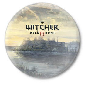 Значок с принтом The Witcher 3: Wild Hunt в Белгороде,  металл | круглая форма, металлическая застежка в виде булавки | wild hunt | witcher | арбалет | ведьмак 3 | геральт | дикая | магия | охота | сказка | сфера | фэнтези | цири
