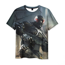 Мужская футболка 3D с принтом Crysis в Белгороде, 100% полиэфир | прямой крой, круглый вырез горловины, длина до линии бедер | crysis | warhead | wars | гамма | инопланетян | кризис | лазер | наногранаты | нанокостюм | оружия | прицел | экзоскелет